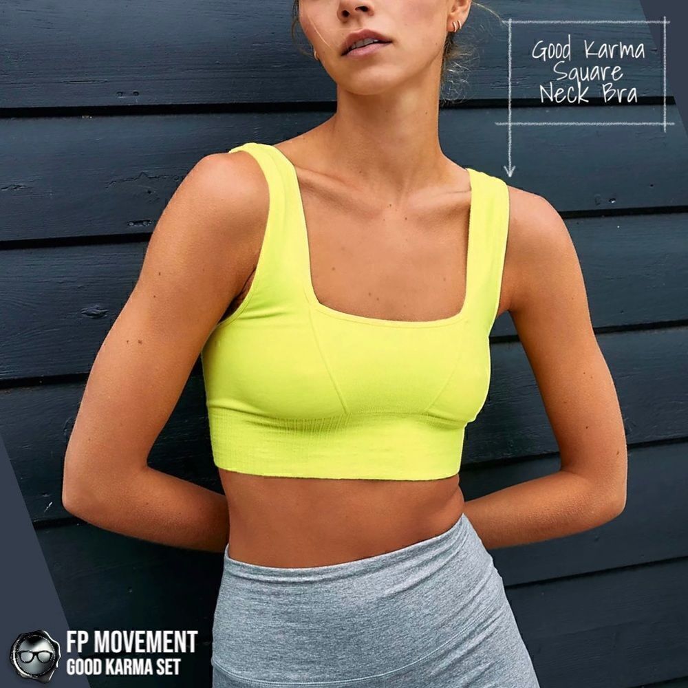 FP MOVEMENT GOOD KARMA SET: SQUARE NECK BRA + RUNNING SHORTS + LEGGINGS NEON NEW - Picture 5 of 16